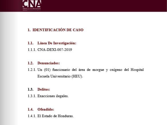 Exacciones ilegales por funcionario del área de morgue y oxígeno del Hospital Escuela