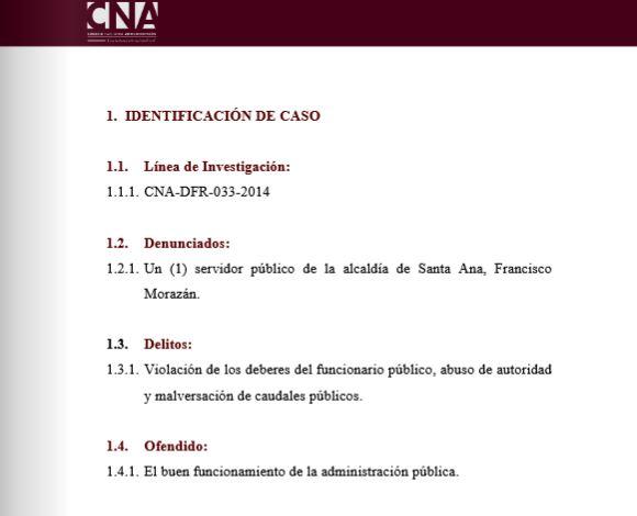 Malversación de caudales públicos Alcaldía Municipal de Santa Ana, Francisco Morazán