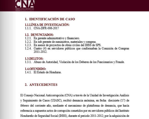 Compra sobrevalorada de cuatro calderas y equipo eléctrico por exservidores públicos del IHSS