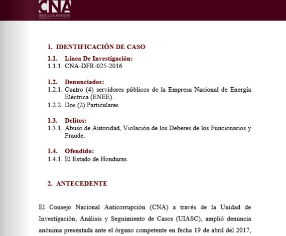 Irregularidades en la ejecución y pago de un contrato de construcción de obras civiles y servicios generales en los Campamentos del Complejo Energético Valle del Aguán, realizados por la ENEE 